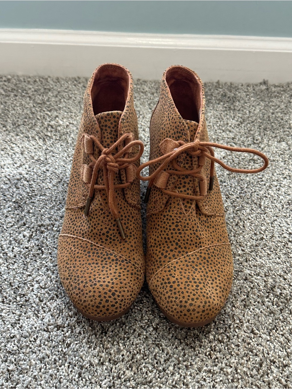 TOMS lace up wedge ankle boots